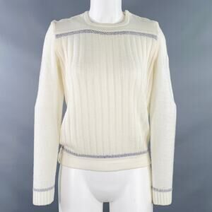 COURREGES Size 0 Cream Grey Acrylic Blend Textured Long Sleeve Pullover